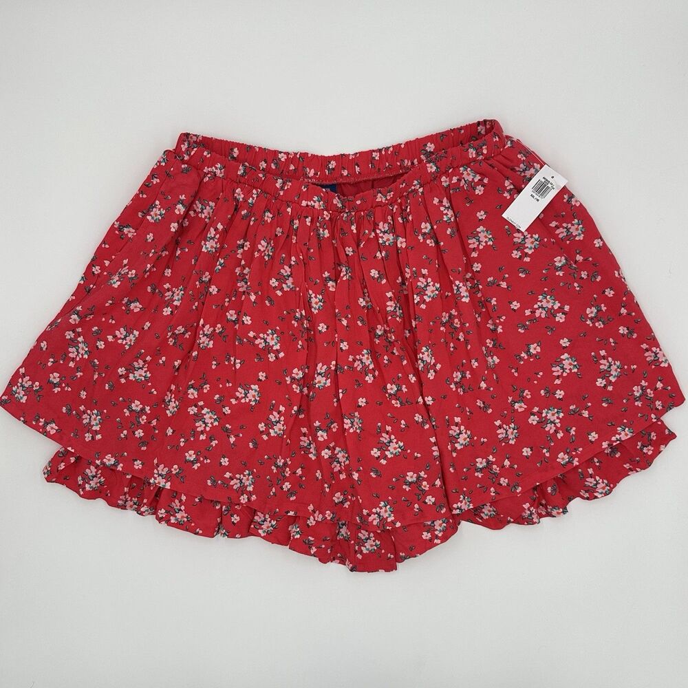 Old Navy Girls Fun Skort Skirt Red Ditzy Floral Size 18 XXL Flowy Cute Twee NWT